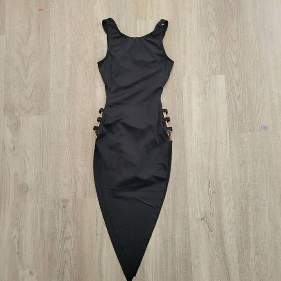 Weissman dance costume black unitard with tan cut out sides child medium NWOT - Picture 1 of 9